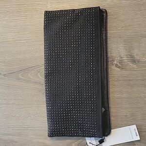 BCBGeneration Beaded Envelope Fold-over Clutch Gunmetal Magnetic Closure